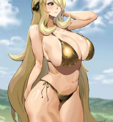 Oriental Cynthia is embarrassed to wear a gold bikini- Pokemon | pocket monsters hentai Missionary